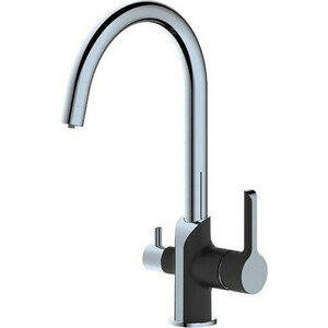 Смеситель для кухни Haiba HB805-7 с подключением фильтра, черный матовый/хром (HB76805-7)