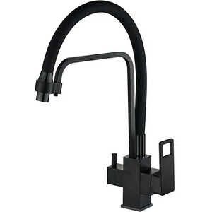 Смеситель для кухни Haiba HB615-7 с подключением фильтра, черный матовый (HB76615-7)