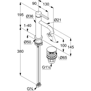 Смеситель для раковины Kludi Nova Fonte с донным клапаном, белый матовый (202885315)