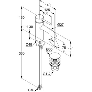 Смеситель для раковины Kludi Bozz с донным клапаном, белый матовый (382665376)