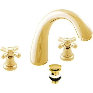 Смеситель для раковины Rav Slezak Morava retro на 3 отверстия, с донным клапаном, золото (MK133.5Z)