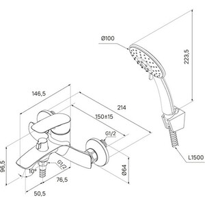 Смеситель для ванны Milardo Rora черный матовый (RORBL00M02)