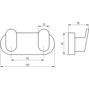 Планка Rav Slezak Yukon 2 крючка, черный матовый (YUA0106CMAT)