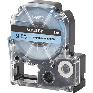 Кассета с лентой S'OK K3LBP для Epson , черный на синем, 9мм/8м