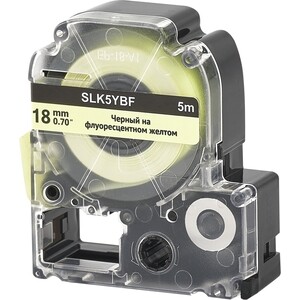 Кассета с лентой S'OK K5YBF для Epson , черный на флуоресцентном желтом, 18мм/5м