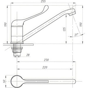 Смеситель для кухни Профсан ПСМ-425-КТ/055 медицинский (PSM-425-055)