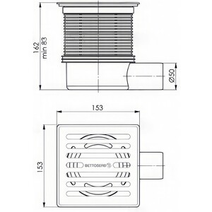 Душевой трап Bettoserb с мультисифоном 15х15 (14702509)