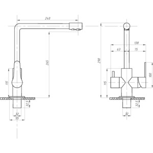 Смеситель для кухни Профсан Steel PSM-307-22 с подключением фильтра, черный матовый