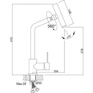 Смеситель для кухни Haiba HB304-1 сталь (HB73304-1)