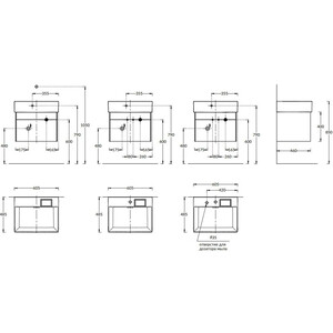 Тумба под раковину Kerama Marazzi Logica 60 стальной серый (LOG.60.2\ST)