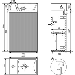 Тумба с раковиной Wellsee WC Area 40х22 подвесная, смеситель слева, матовая зеленая (221805002)