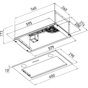 Вытяжка встраиваемая Meferi INBOX60BK LIGHT