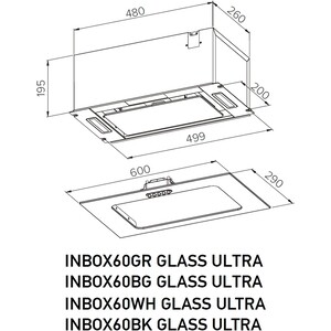 Вытяжка встраиваемая Meferi INBOX60BK MATT GLASS ULTRA