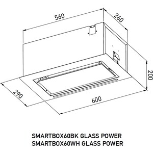Вытяжка встраиваемая Meferi SMARTBOX60BK GLASS POWER