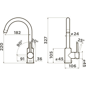 Смеситель для кухни Omoikiri Shinagawa-P-PA пастила (4974157)