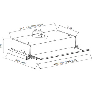 Вытяжка встраиваемая Weissgauff TEL 600 2M Touch White Glass