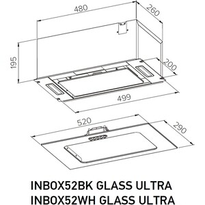 Вытяжка встраиваемая Meferi INBOX52WH GLASS ULTRA