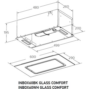 Вытяжка встраиваемая Meferi INBOX60BK GLASS COMFORT