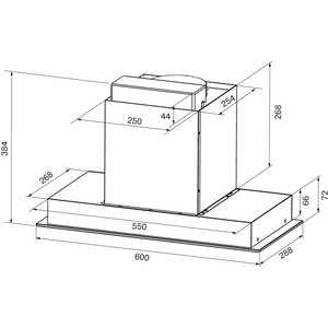 Вытяжка встраиваемая Krona SELINA F MAX 600 black SGC