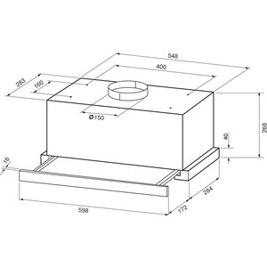 Вытяжка встраиваемая Krona KAMILLA F MAX 600 black SGC AO