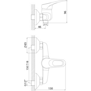 Смеситель для душа Rossinka Silvermix с душем, хром (B35-41)