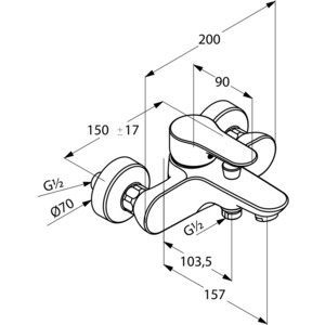 Смеситель для ванны Kludi Objekta хром (326530575)