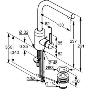 Смеситель для раковины Kludi Zenta с донным клапаном (382940575)