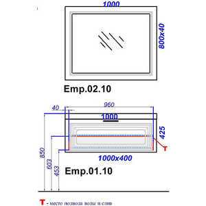 Комплект мебели Aqwella Империя T10/W