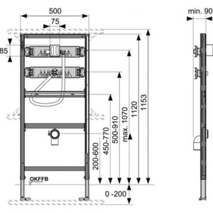 Инсталляция для писсуара TECE Profil с корпусом клапана смыва TECE U 1 (9320008)