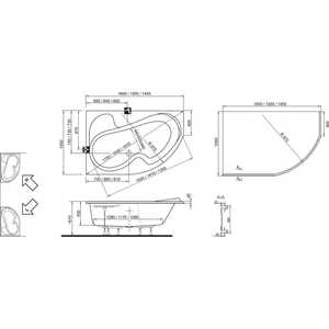 Акриловая ванна Ravak Rosa 140x105 левая, без гидромассажа (CI01000000)