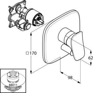 Смеситель для ванны Kludi Ambienta встраиваемый, для 88011 (536500575)