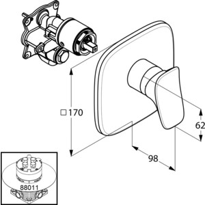 Смеситель для душа Kludi Ambienta встраиваемый, для 88011 (536550575)
