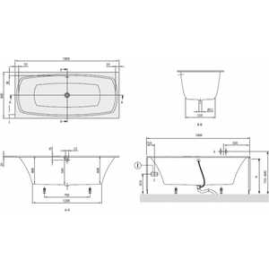 Ванна квариловая Villeroy Boch My Art 180x80 см белая с ножками (UBQ180MYA2V-01)