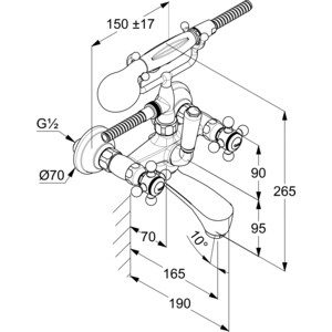Смеситель для ванны Kludi Adlon с душем, золото (514414520)