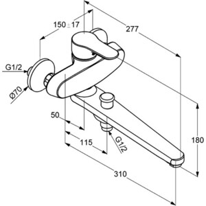 Смеситель для ванны Kludi Objekta хром (324910575)