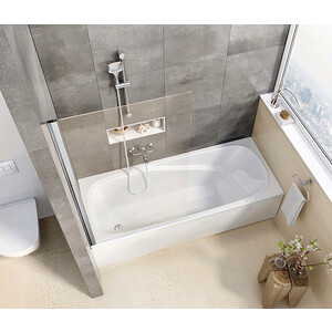 Шторка для ванны Ravak Pivot PVS1-80 прозрачная, сатин (79840U00Z1)