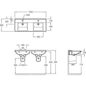 Раковина Jacob Delafon Struktura 120x48 (EXF112-00)