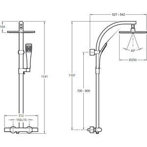 Душевая система Jacob Delafon Talan с термостатом, хром (E11717RU-CP)