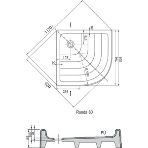 Душевой поддон Ravak Ronda PU 80х80 (A204001120)