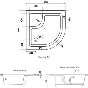 Душевой поддон Ravak Sabina LA 90х90 (A217001020)
