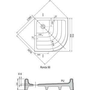 Душевой поддон Ravak Ronda PU 90х90 (A207001120)