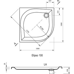 Душевой поддон Ravak Elipso LA 100х100 см (A22AA01210)