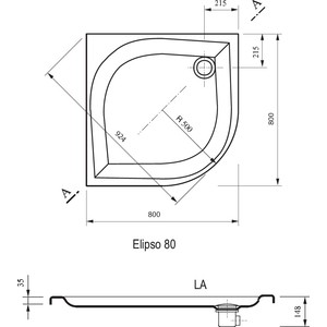 Душевой поддон Ravak Elipso LA 80х80 см (A224401210)