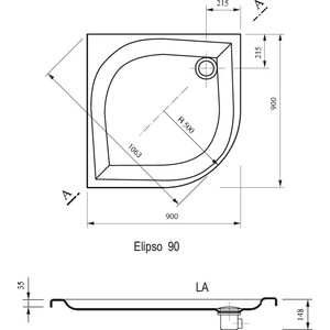 Душевой поддон Ravak Elipso LA 90х90 см (A227701210)