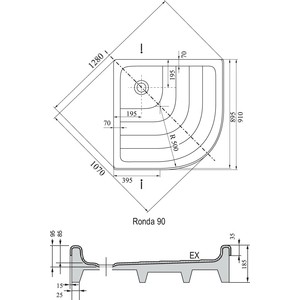 Душевой поддон Ravak Ronda EX 90х90 см (A207001320)