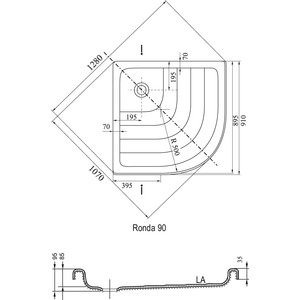 Душевой поддон Ravak Ronda LA 90х90 см (A217001220)