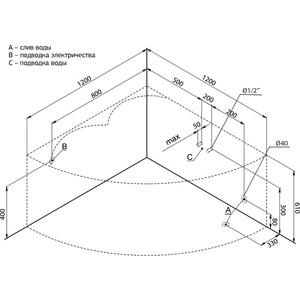 Акриловая ванна Aquanet Fregate 120x120 с каркасом, без гидромассажа (205488)