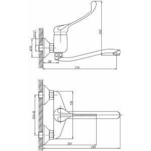 Смеситель для кухни Haiba HB54 настенный, хром (HB4654)