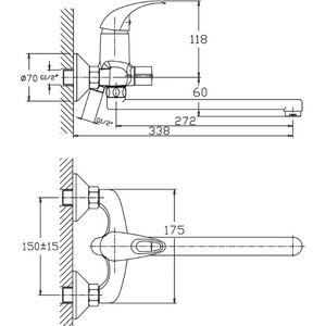 Смеситель для ванны Haiba HB15 универсальный, хром (HB2215)