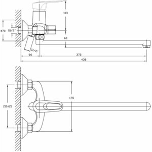 Смеситель для ванны Haiba HB37 универсальный, хром (HB2237)